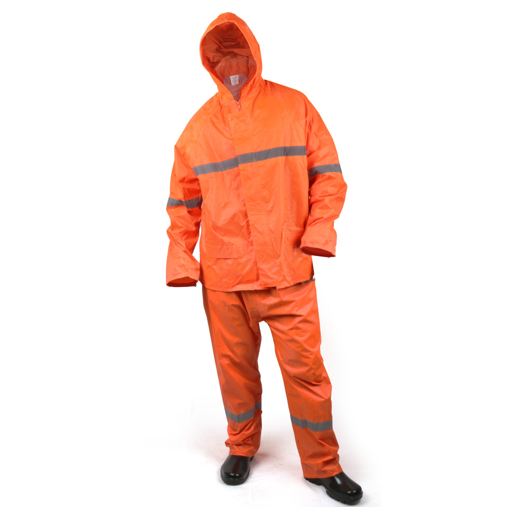 Reflective Orange Rubberised Rainsuit 2 Piece