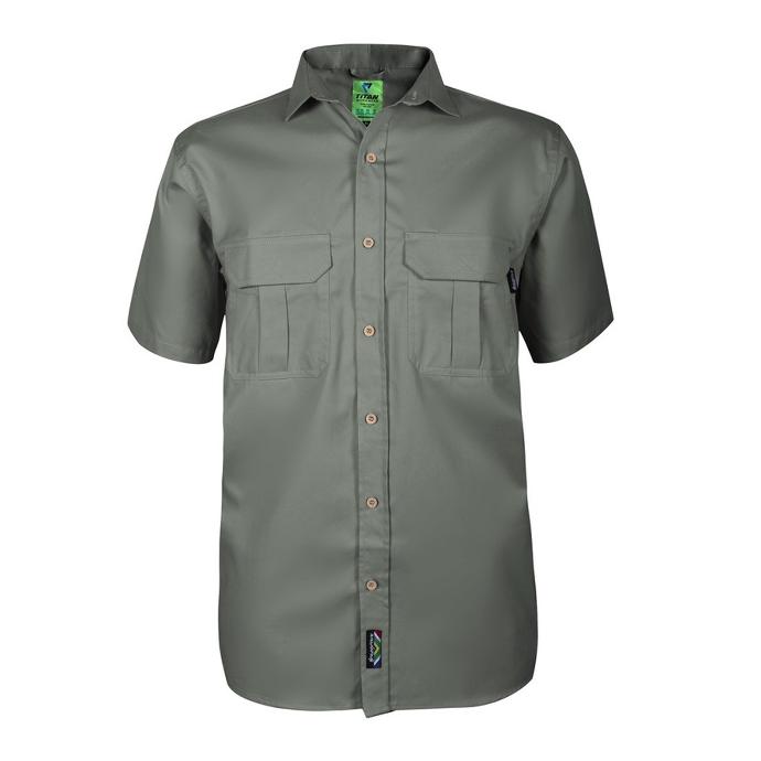 Titan Mens Premium Fatigue Green Short Sleeve Workshirt