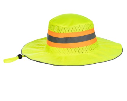 Hi-Visibility Brimmed  Hat - Lime + Reflective