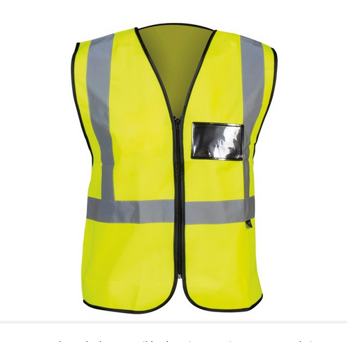 ECONO LIME REFLECTIVE Hi viz  VEST WITH ZIP&ID POUCH