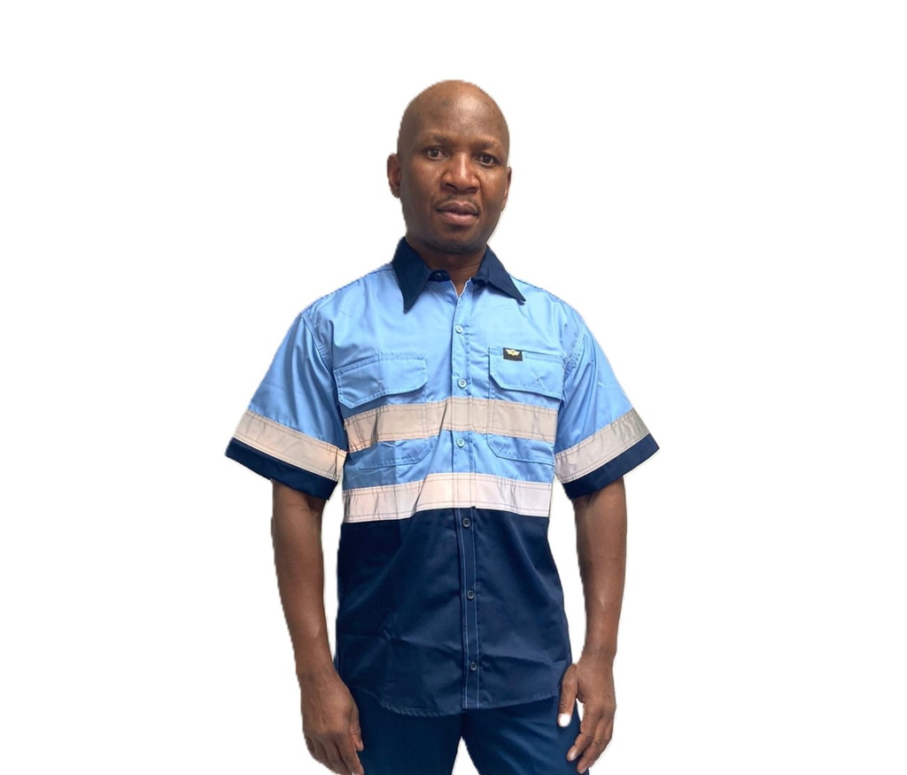 Vulcan Premium Mining S/S Shirt Vented- Sky Blu/Nvy