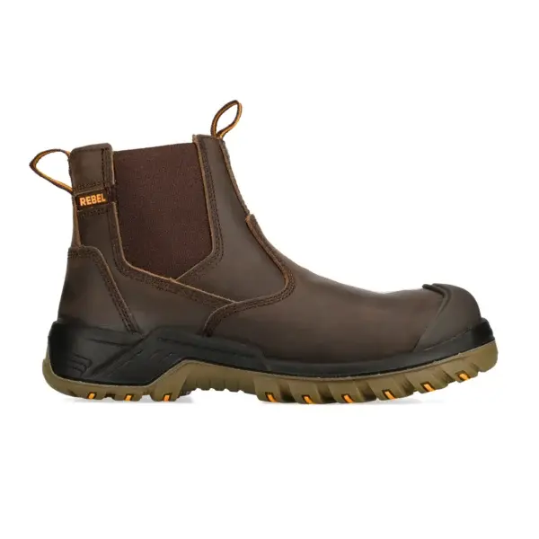 Rebel Crazy Horse Chelsea Safety Boot RE652 - Brown