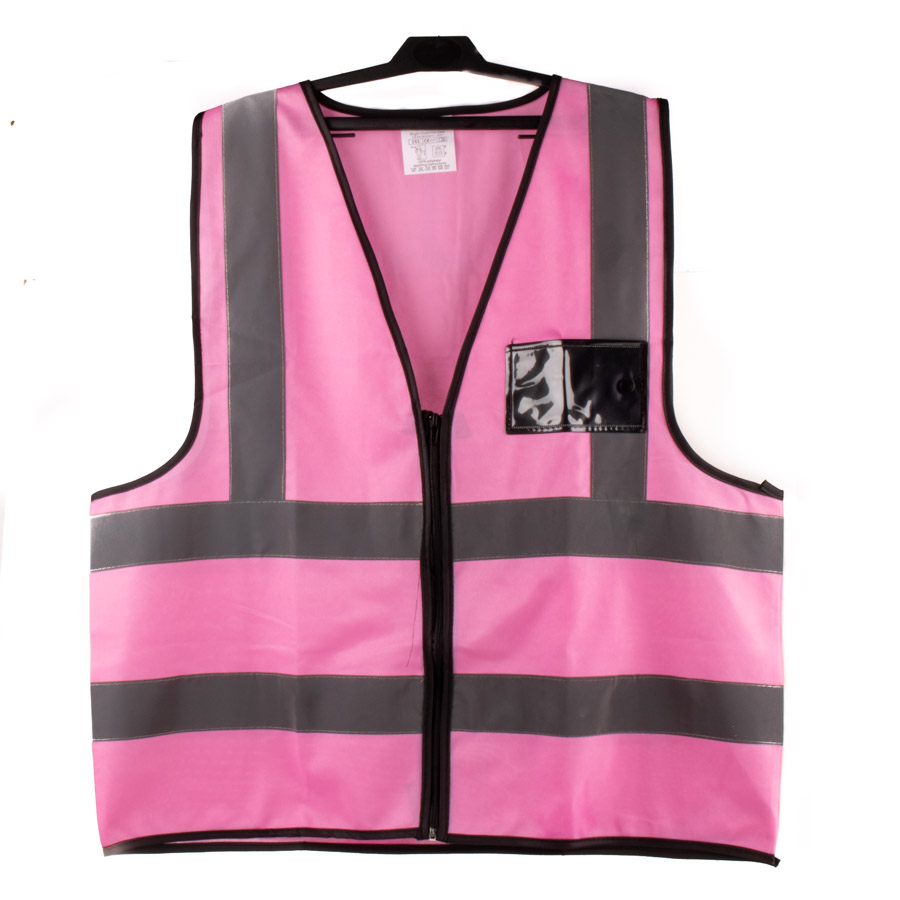 Pioneer Pink Reflective Hi viz  Vest with Zip & ID Pouch 