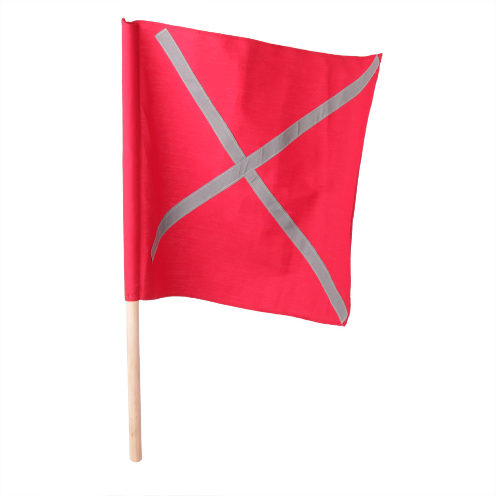 Flag Red With Wooden Handle