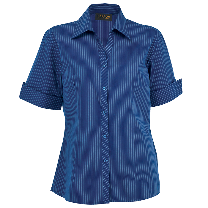 Barron Ladies Quest Short Sleeve Blouse - Royal/White