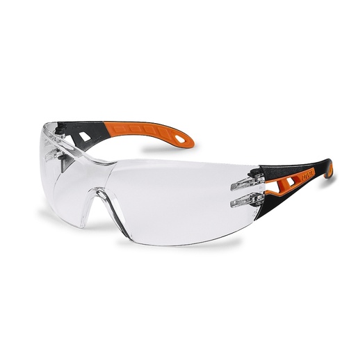 [9192240] uvex pheos clear blk/orange safety specs