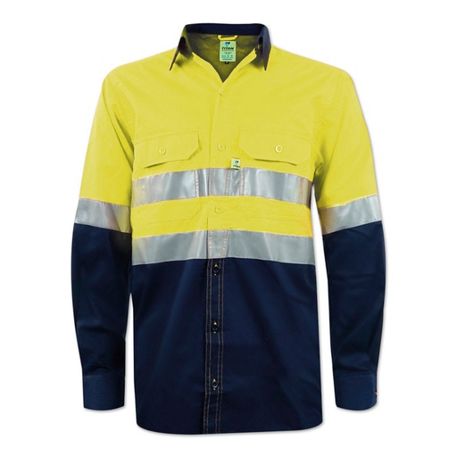 [WSYTT05] Titan Premium Navy/Yellow Reflective Mining Shirt