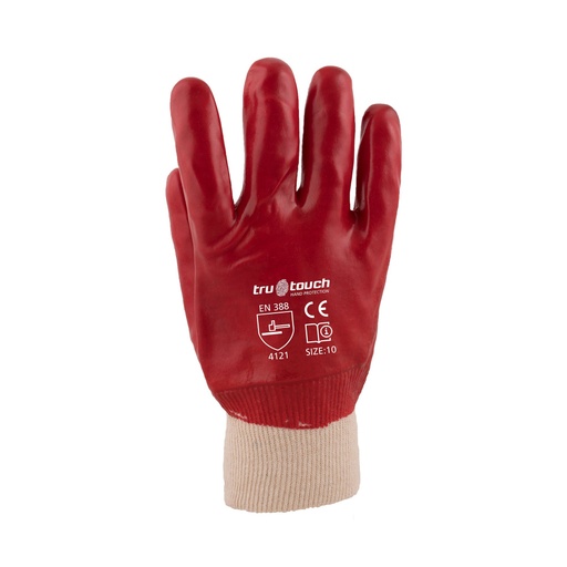 [GPRGLPVCKWST] Tru Touch Red PVC Medium Weight Wrist Gloves