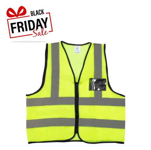 Value Lime Reflective Vest with Zip and ID Pouch