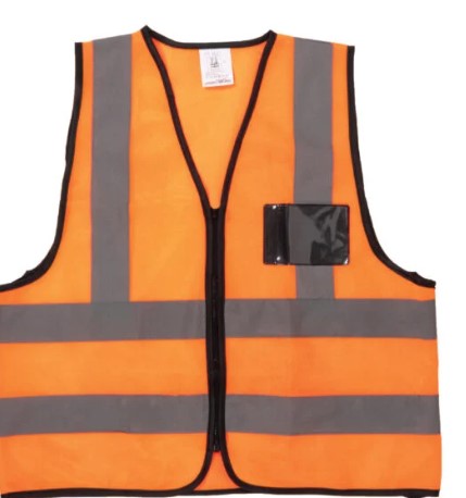 ECONO ORANGE REFLECTIVE VEST WITH ZIP&ID POUCH