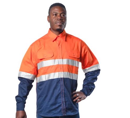 Vulcan Premium Mining L/S Shirt Vented-Oran/Nvy